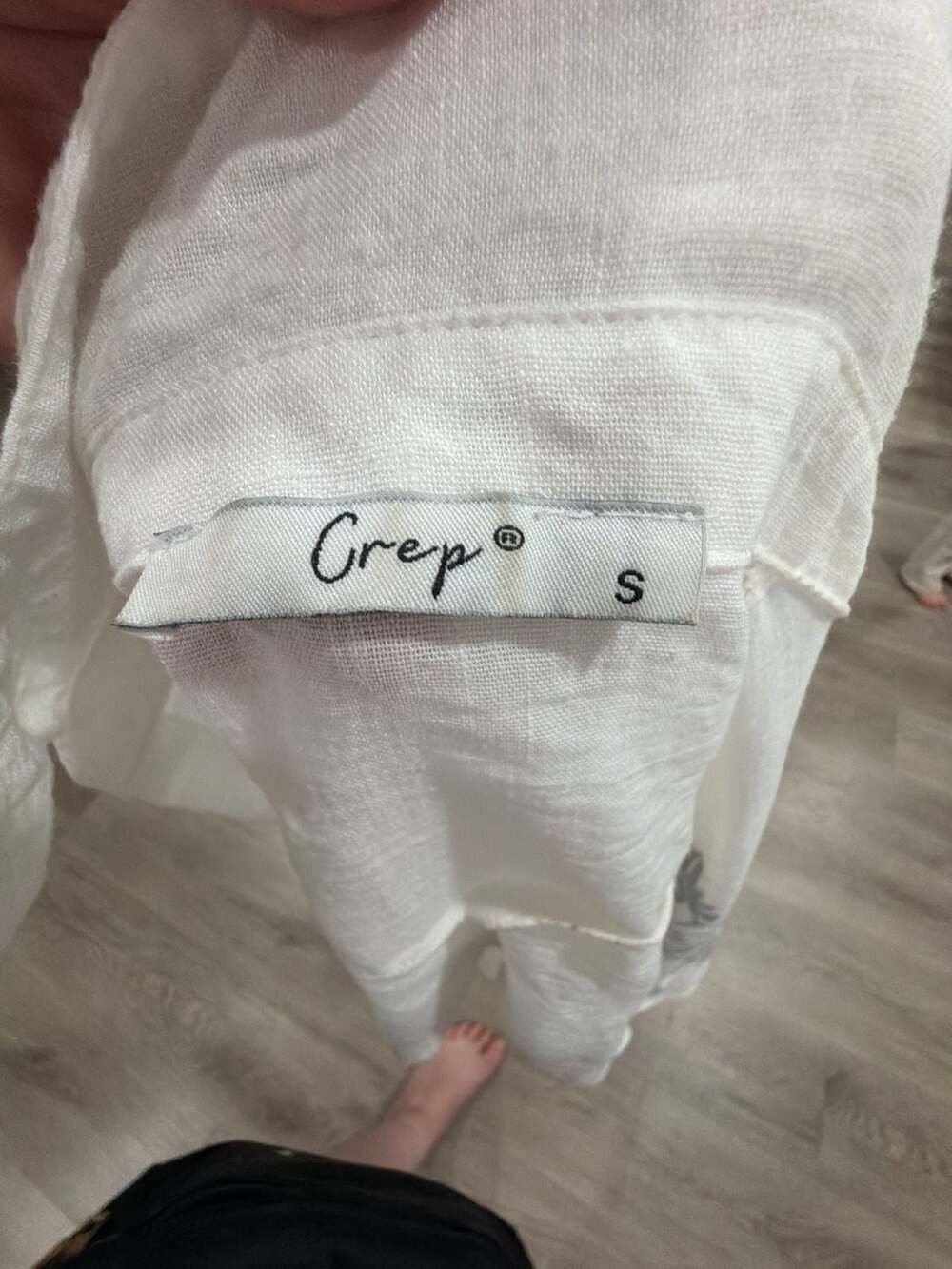 Crep Button-Up Shirt Size S White Black Zebra Print Long Sleeve Front Tie